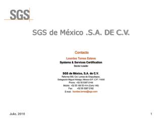 SGS de México .S.A. DE C.V.