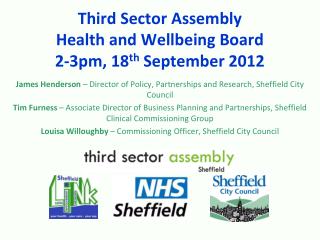 Third Sector Assembly Health and Wellbeing Board 2-3pm, 18 th September 2012