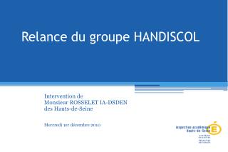 Relance du groupe HANDISCOL