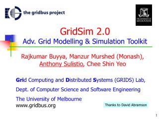 GridSim 2.0 Adv. Grid Modelling &amp; Simulation Toolkit