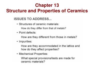 Chapter 13 Structure and Properties of Ceramics