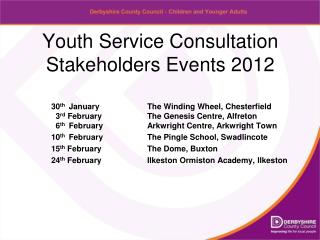 Youth Service Consultation Stakeholders Events 2012