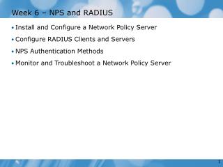 Week 6 – NPS and RADIUS