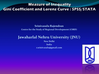 Measure of Inequality Gini Coefficient and Lorenz Curve : SPSS/STATA