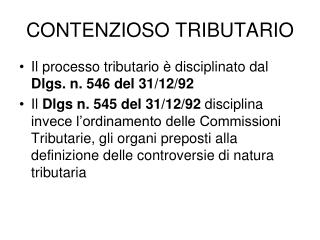 CONTENZIOSO TRIBUTARIO