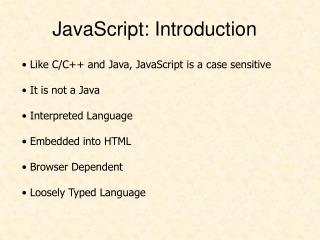 JavaScript: Introduction