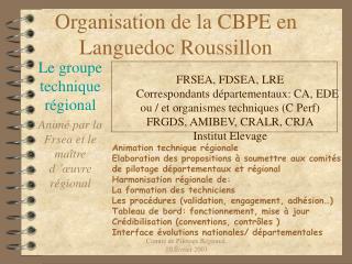 Organisation de la CBPE en Languedoc Roussillon