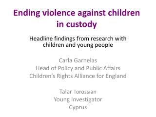 Ending violence against children in custody