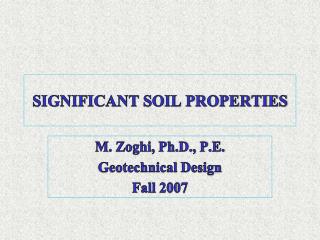 SIGNIFICANT SOIL PROPERTIES