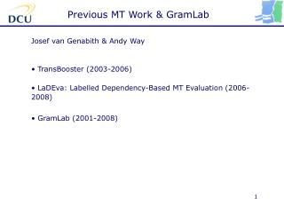 Josef van Genabith &amp; Andy Way TransBooster (2003-2006)