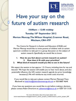 Have your say on the future of autism research