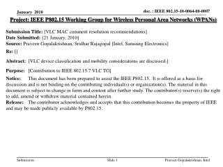 Project: IEEE P802.15 Working Group for Wireless Personal Area Networks (WPANs)