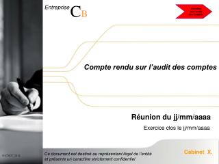 Compte rendu sur l’audit des comptes