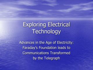 Exploring Electrical Technology