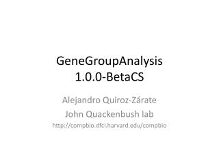 GeneGroupAnalysis 1.0.0- BetaCS