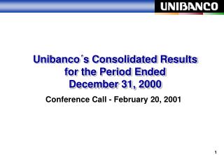 Unibanco´s Consolidated Results for the Period Ended December 31, 2000