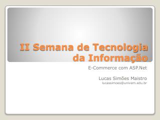 II Semana de Tecnologia da Informação