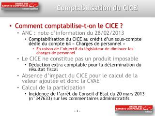 Comptabilisation du CICE