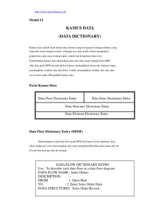 mercubuana.ac.id Modul 12 KAMUS DATA 		(DATA DICTIONARY)