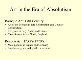 Art in the Era of Absolutism