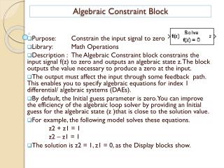 Algebraic Constraint Block