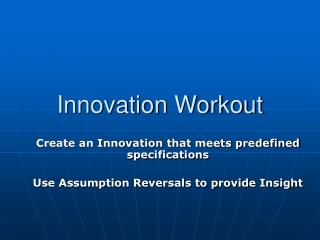 Innovation Workout