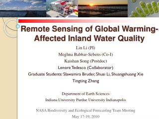 Remote Sensing of Global Warming-Affected Inland Water Quality