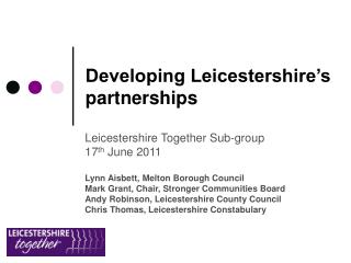 Developing Leicestershire’s partnerships