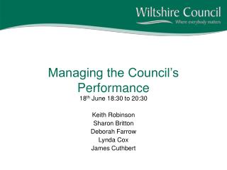 Managing the Council’s Performance