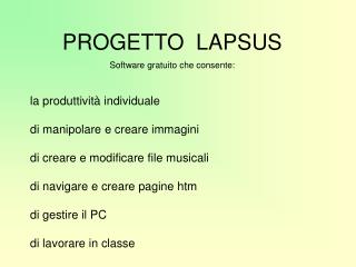 PROGETTO LAPSUS