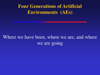 Four Generations of Artificial Environments (AEs)