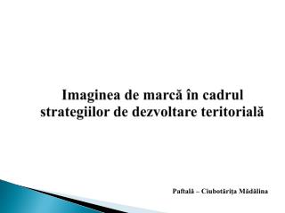 Imaginea de marcă în cadrul strategiilor de dezvoltare teritorială