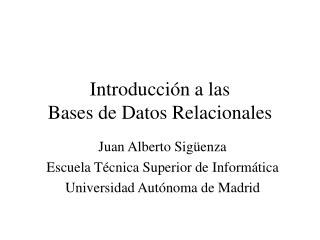 Introducción a las Bases de Datos Relacionales