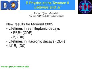 B Physics at the Tevatron II Lifetimes and DG