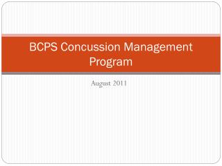 BCPS Concussion Management Program
