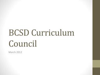 BCSD Curriculum Council