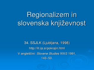 Regionalizem in slovenska književnost