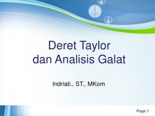 Deret Taylor dan Analisis Galat