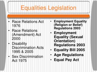 Equalities Legislation