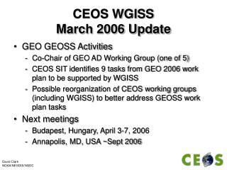 CEOS WGISS March 2006 Update