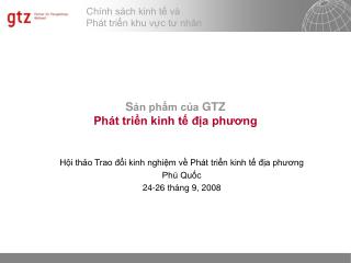 S ản phẩm của GTZ Phát triển kinh tế địa phương