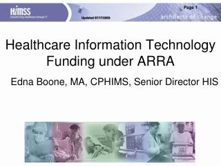 Healthcare Information Technology Funding under ARRA