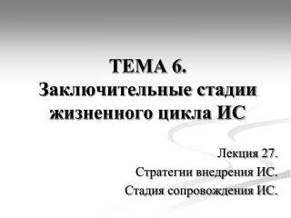 ТЕМА 6 . Заключительные стадии жизненного цикла ИС