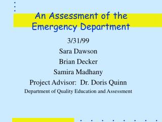 An Assessment of the Emergency Department