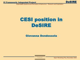 CESI position in DeSIRE Giovanna Dondossola