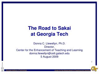 The Road to Sakai at Georgia Tech