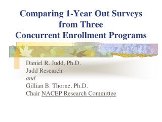 Comparing 1-Year Out Surveys from Three Concurrent Enrollment Programs