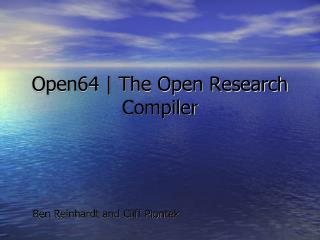 Open64 | The Open Research Compiler