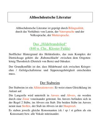 Althochdeutsche Literatur