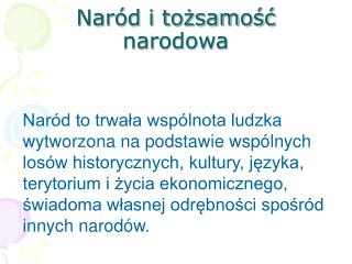 Naród i tożsamość narodowa